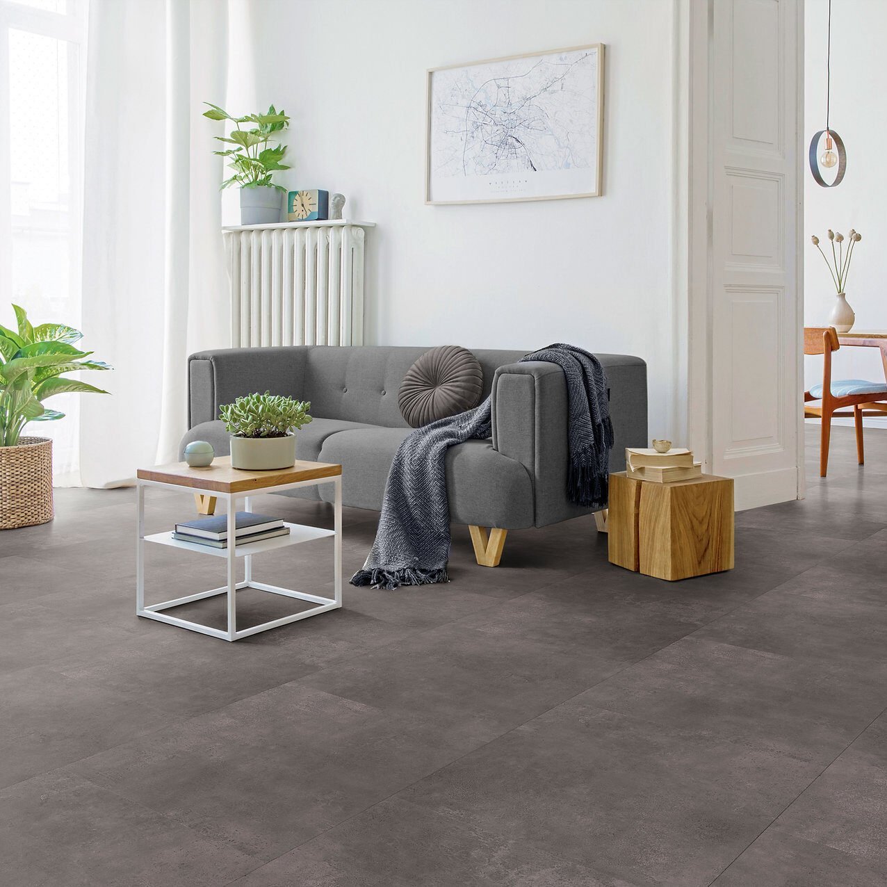 Enia-Jazz-Tegel-(Concrete-Grey-dark) van Enia in de kleur Concrete-Grey-dark - PVC vloeren