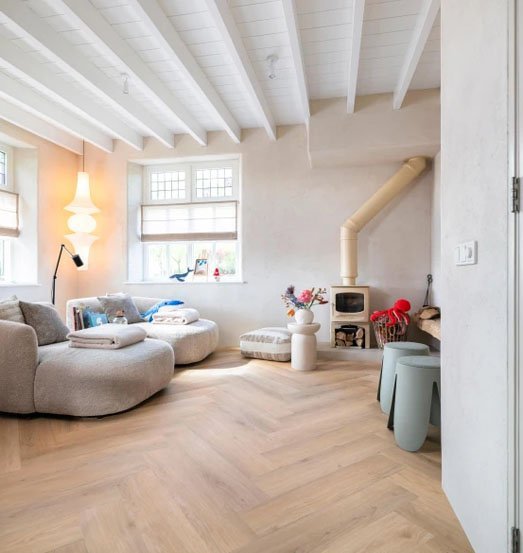 Hebeta-Chapelle-Visgraat-XL-Dryback van Hebeta in de kleur Eiken-Midden-Bruin - PVC vloeren