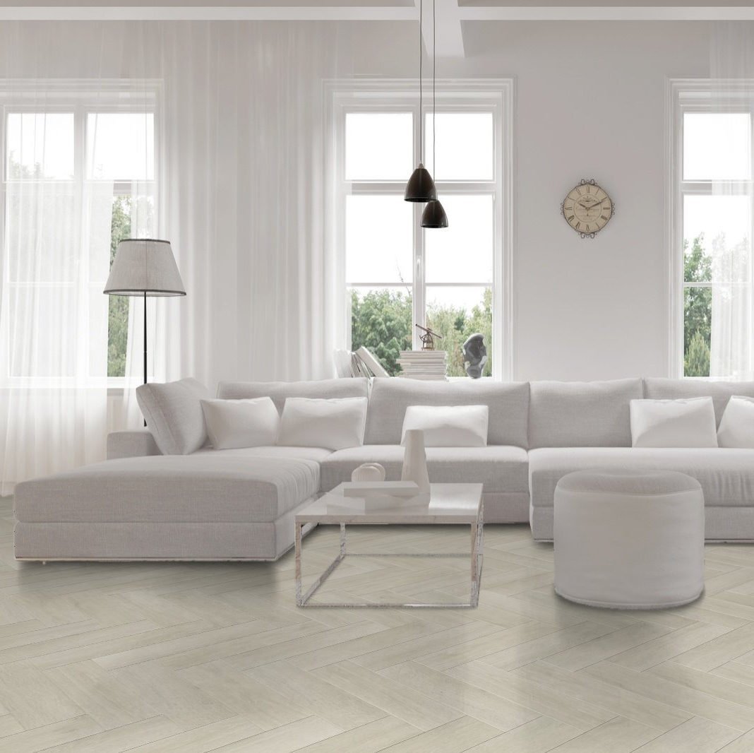 Novelle-Visgraat van Hebeta in de kleur Landhuis-Eiken-Wit-Geolied - PVC vloeren